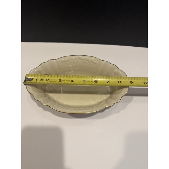 Vintage Lenox Harvest Server Bowl 9" Ivory China 24K Gold Trim Thanksgiving - Picture 6 of 7